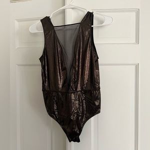 VS Mesh Plunge Metallic Shimmer Bodysuit